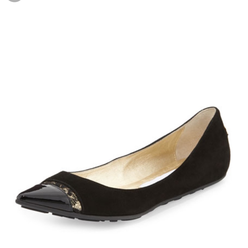 Pre-loved 100% authentic Jimmy Choo Ginny Pointed toe lace ballet flats 6.5 37